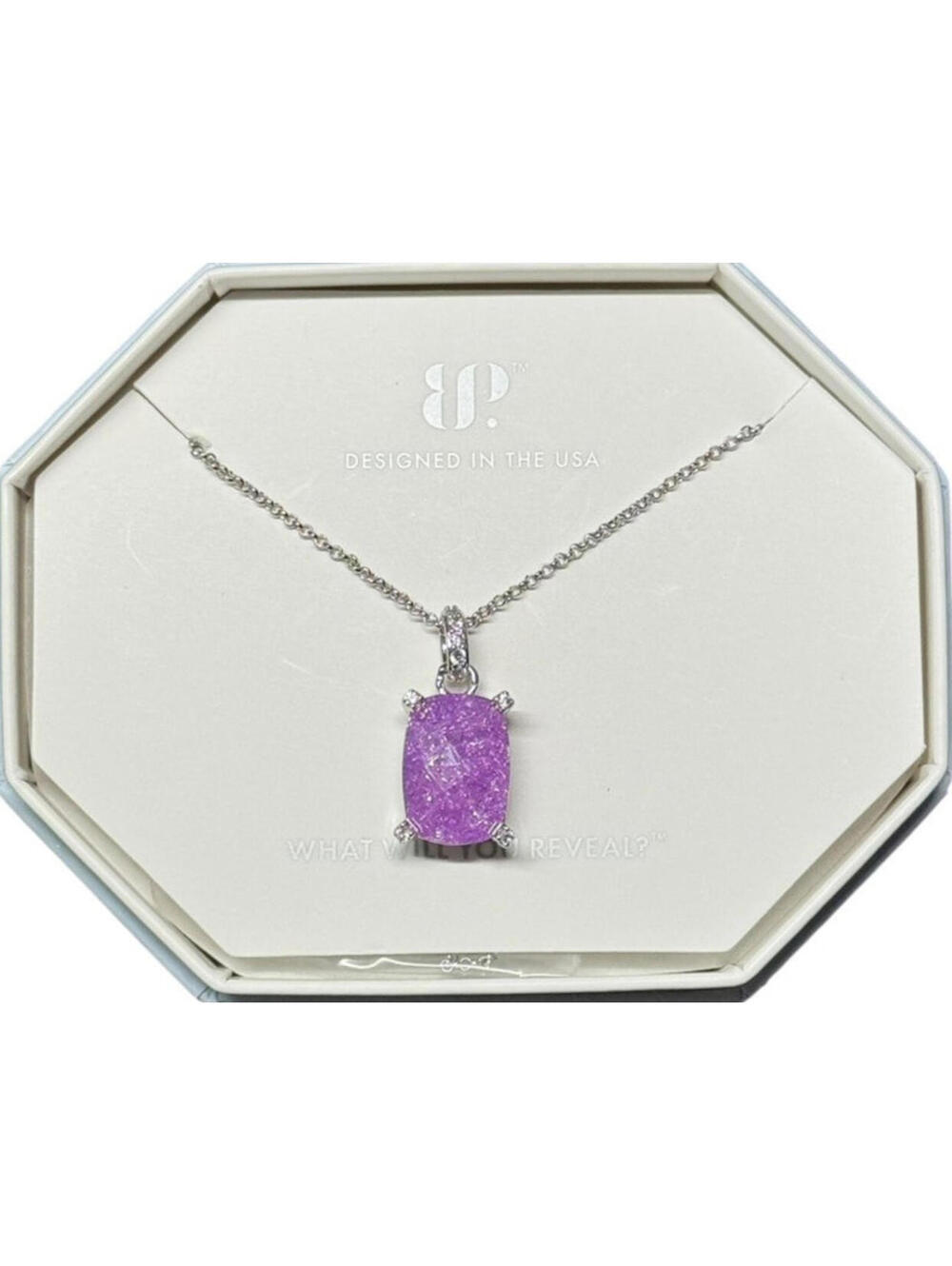 Bomb Party Necklace “Starry Night Escape” Lavender Ice Crystal on Rhodium